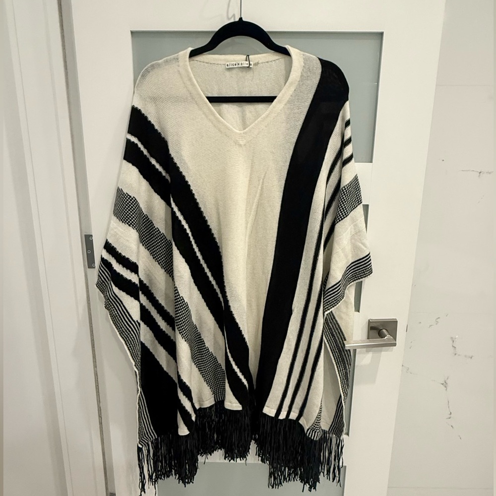 Alice+Olivia Wool Angora Fringe Poncho NWT 🖤|#aliceandolivia#poncho#holidaygift